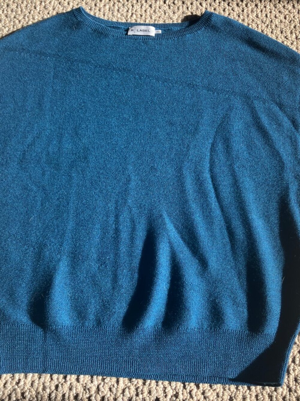 R Label Essential Dolman Blue 100% Wool Pullover Sweater Size XS
